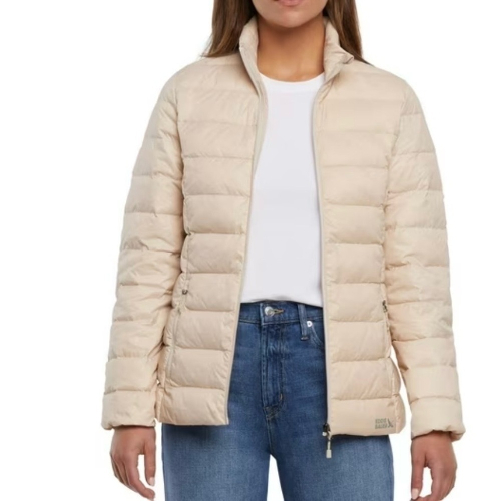 Eddie Bauer Women's Packable Jacket 650 Fill Power Down No Hood Zip Pockets 😍